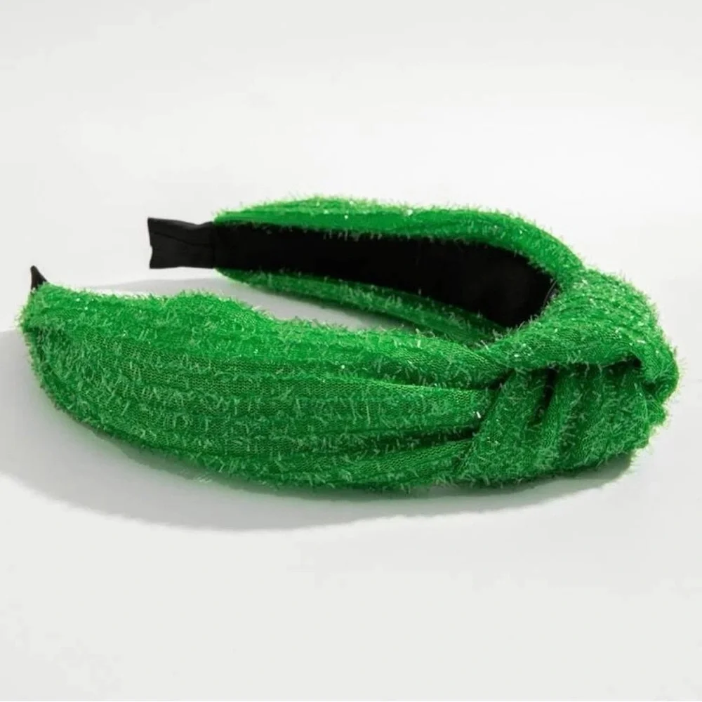 Brand New Fuzzy Green Topknot Headband - Holiday Vibes 🌲